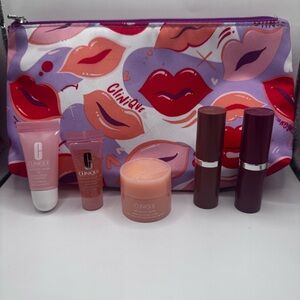 Clinique Eye And Lip Gift Set Cosmetic Bag Lipsticks Eye Cream Moisturizers